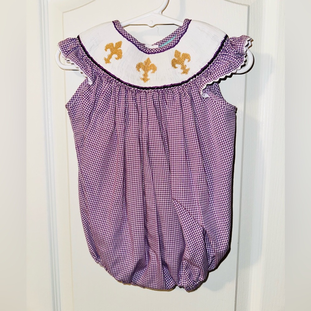 Baby Girl LSU Smocked Bubble